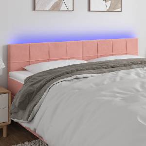 vidaXL LED горна табла за легло, розова, 180x5x78/88 см, кадифе (3121677)