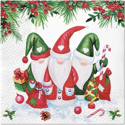 paw servítky christmas gnomes 33x33cm