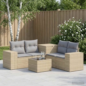 vidaXL Комплект дивани 6 бр. Бежов и Светло Сив 55 x 55 x 37 см (3447577)