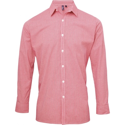 Premier Workwear pánska bavlnená košeľa s dlhým rukávom PR220 red