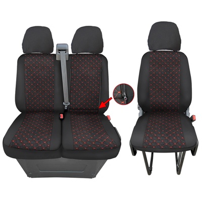 Тапицерия черна с червен шев за бус Iveco Daily 2018г+