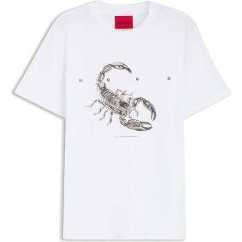 Hugo Тениска Hugo HUGO Cotton-jersey T-shirt with spaced-out logo - White102