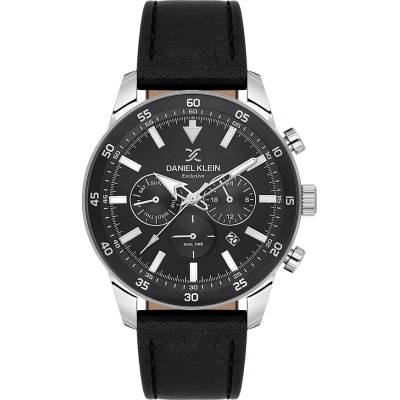 Daniel Klein DK. 1.14255-1 - Мъжки, Кварц, 44mm, Черна кожа, Дата/ден/2 време, 5 ATM - Exclusive