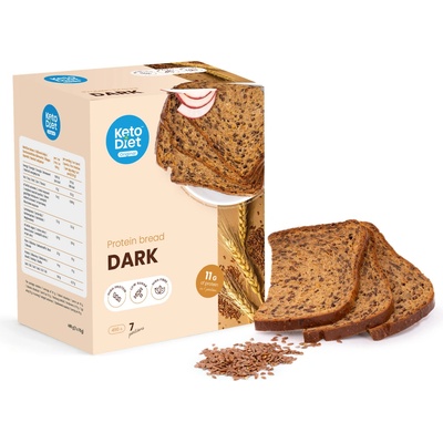 KetoDiet Proteinový chléb tmavý 7 x 70 g – Zboží Dáma