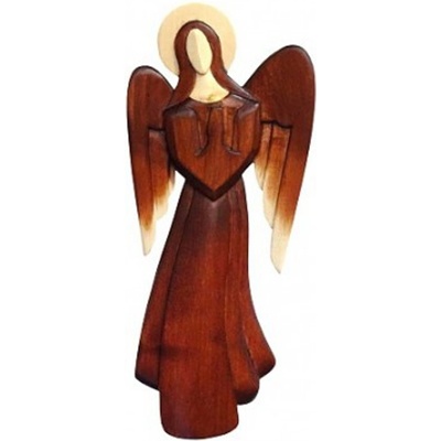 Drevorezba: Anjel s krídlami nadol - 31 cm - JC02-A