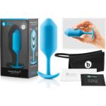 b-Vibe Snug Plug 3 - двоен топчест анален плъг (180 г, син) - lovesexshop