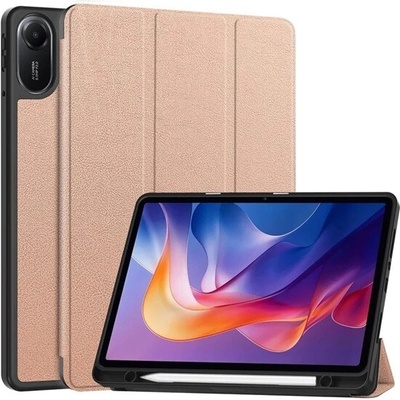 GIGAPACK Redmi Pad 2 Púzdro so stojanom, s efektom kože, aktívne Flip, držiak na ceruzku, Rôžovo-Zlaté GP-171813