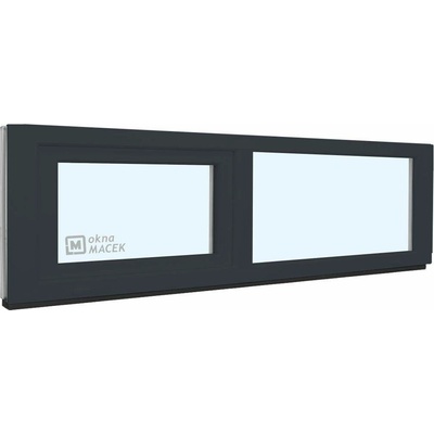 KÖMMERLING Plastové okno - 70 AD, 2400x500 mm, FIX/S, antracit ornamentální (kůra čirá), antracit/bílá