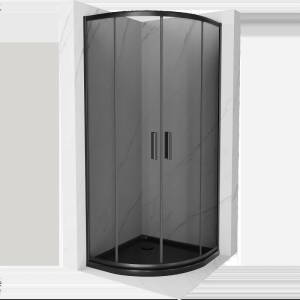 Mexen Rio полукръгла душ кабина 80 x 80 см, графит, черна + тава Flat, черна (863-080-080-70-40-4170B)