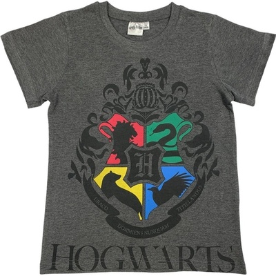 Setino detské tričko Harry Potter Hogwarts tmavosivé