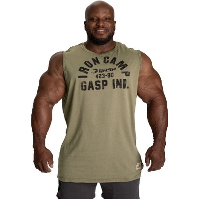 Gasp Throwback S/L washed green tielko oprané zelené