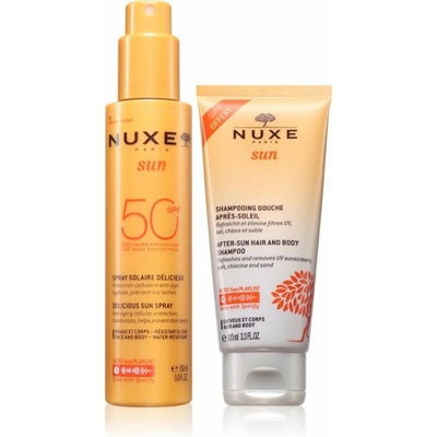 Nuxe Sun Melting Spray High Protection sprej na opaľovanie 150 ml + Nuxe Sun After-Sun Hair And Body Shampoo sprchový gél 100 ml