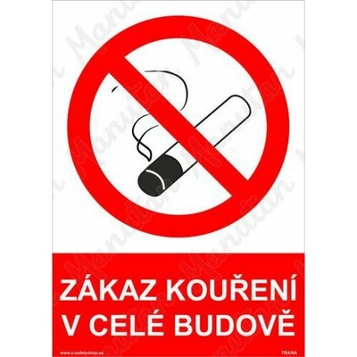 Zákaz kouření v celé budově, plast 148 x 210 x 0,5 mm A5