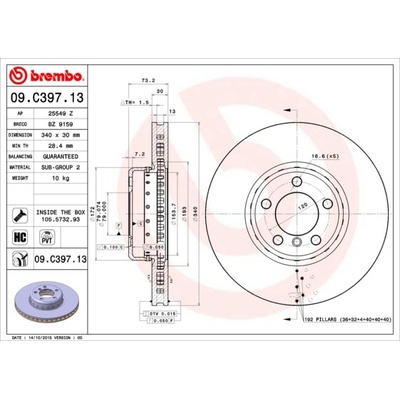 Brzdový kotúč BREMBO 09.C397.13 (09C39713)
