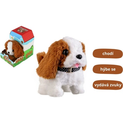 Teddies Pes Max chodiaci štekajúci plyš/plast 15 x12cm na batérie so zvukom s pohybom