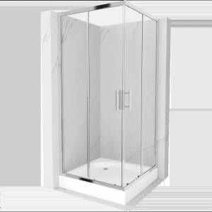 Mexen Rio квадратна душ кабина 90 x 90 см, прозрачна, хром + поддушово корито, (860-090-090-01-00-4510)