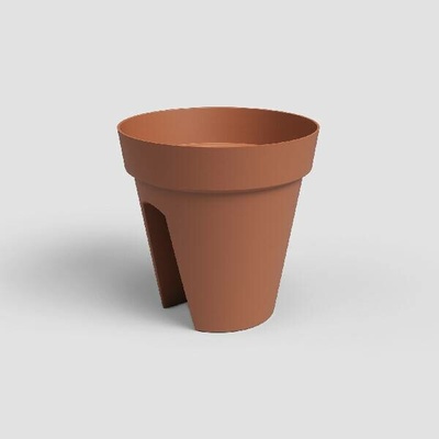 Artevasi Květináč CAPRI na zábradlí 30cm plast hnědá terakota