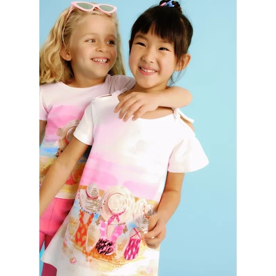 Mayoral Рокля апликации в бял цвят за мини момиче Майорал