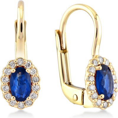 Lillian Vassago zlaté patentové náušnice se safíry a diamanty LLV11-SMEG5730-01-SAF