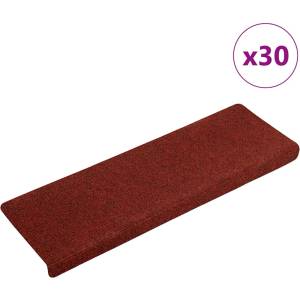 vidaXL Самозалепващи се изтривалки за стълби, 30 бр. , 65x21x4 см, бордо червени, правоъгълен кант (3365695)