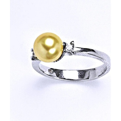 Čištín Stříbrný se Swarovski gold perlou m T 1207