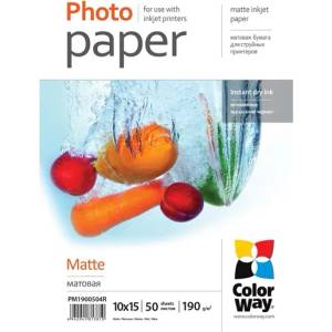 ColorWay Фотохартия ColorWay CW-PM1900504R 10x15cm/50бр. , матова (PM1900504R)