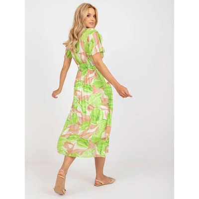 Šaty s opaskom a plisovaním DHJ-SK-11331-2.32 beige-green