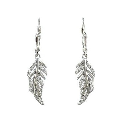 Infinitysilver stříbrné visací náušnice zirkonové lístky OE585