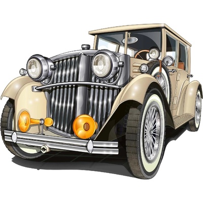 DIMEX ART Флизелинов фототапет ретро бежова кола 375 x 250 см