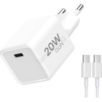WINNER GROUP-WG Winner Group- Адаптер за бързо зареждане 1xUSB-C PD 20W + USB кабел USB-C / USB-C 1m (WN0060)