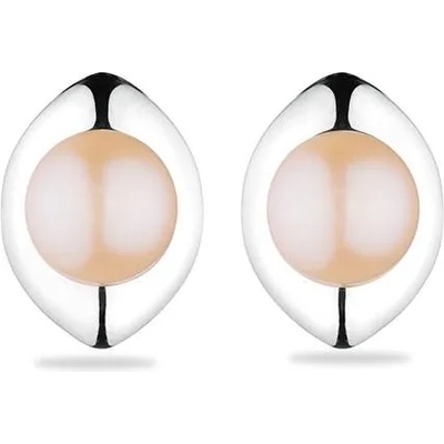 Swan Сребърни обици със сладководни розови перли GE051R Swan