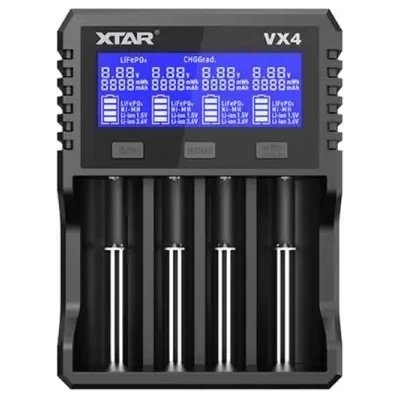 XTAR Зарядно устройство за NIMH/LiIon батерии 4 гнезда LCD дисплей USB VX4 SET XTAR