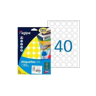 Etikety kruhové 24mm Agipa A5 žlté