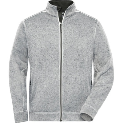 James & Nicholson mikina JN 898 Solid na zip COT020898s7715-white melan Maskáčová bílá/šedá