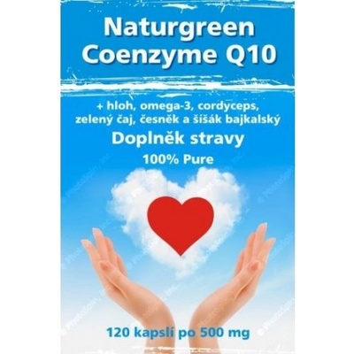 Naturgreen Coenzyme Q10 + hloh omega-3 cordyceps zelený čaj česnek a šíšák bajkalský 120 tablet