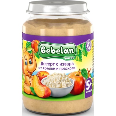 Bebelan пюре праскови и ябълки с извара - 190 г