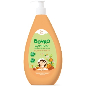Бочко БОЧКО Шампоан за коса и тяло Бадем и Невен 0м+ 400 мл