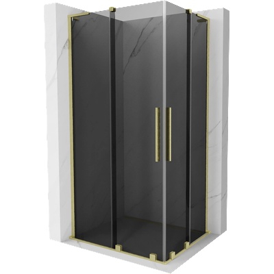 Mexen Velar L Duo плъзгаща се душ кабина 90 x 80 см, графит, злато четкано - 871-090-080-02-43-55 (871-090-080-02-43-55)