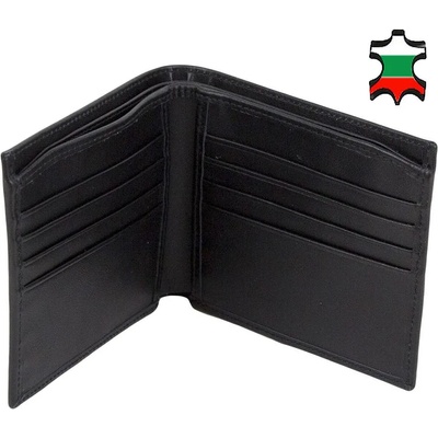 Български обувки Мъжки черен портфейл от естествена кожа 32880