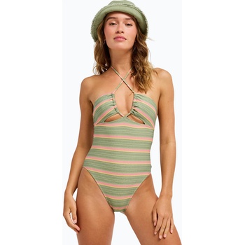 Roxy Дамски цял бански костюм ROXY Dreamer HI oil green say it with stripes