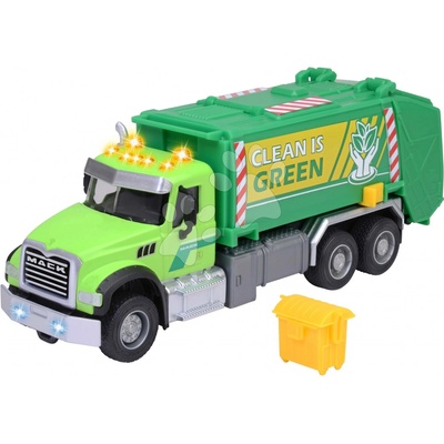 Majorette Autíčko smetiarske Mack Granite Garbage Truck kovové so zvukom a svetlom dĺžka 22 cm