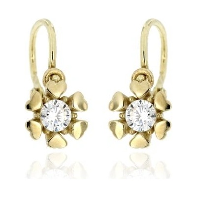 Zlatnictví U Kostela dětské zlaté náušnice bílé kytičky 1021B