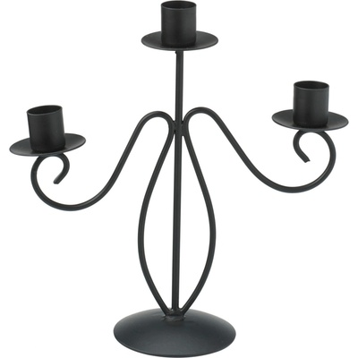 Home Styling Collection Trojramenný svícen, kov, 22 cm černá