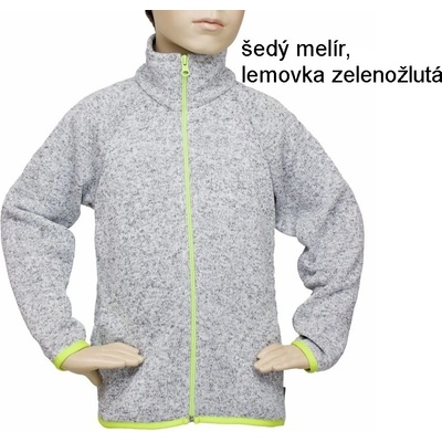 Fantom svetr šedý melír lemovka zelenožlutá