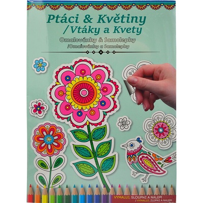 Omalovánky a samolepky Ptáci a Květiny