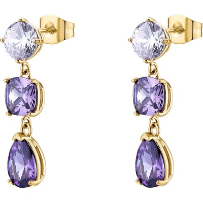 Brosway Trblietavé visiace náušnice s fialovými zirkónmi Dreaming BIG23