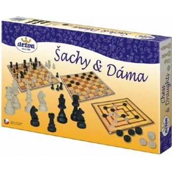 Detoa Šachy a dáma dřevo společenská hra v krabici 35x23x4cm