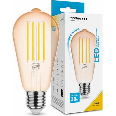Modee LED Filament Amber E27 4W teplá biela stmievateľná ML-ST64FA1800K4WE27D