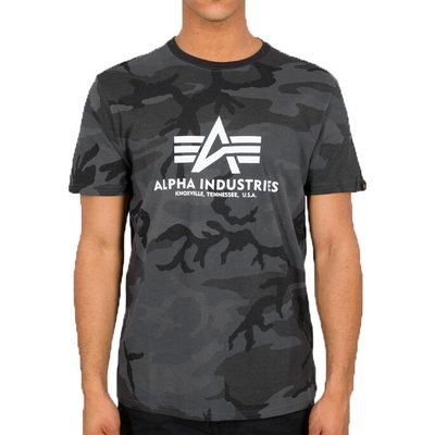 Alpha Industries Basic Big Logo Camo T černo maskáčové