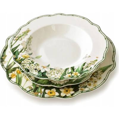 Plochý talíř Mondex zelený porcelánový 18 ks